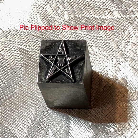 Antique Metal Print Block Order of the Eastern Star Masonic Symbol - Picture 1 of 5